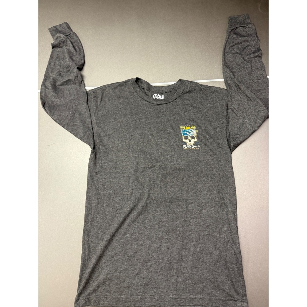 Blue 84 Myrtle Beach SC Skull Graphic Long Sleeve T-Shirt Gray Mens M